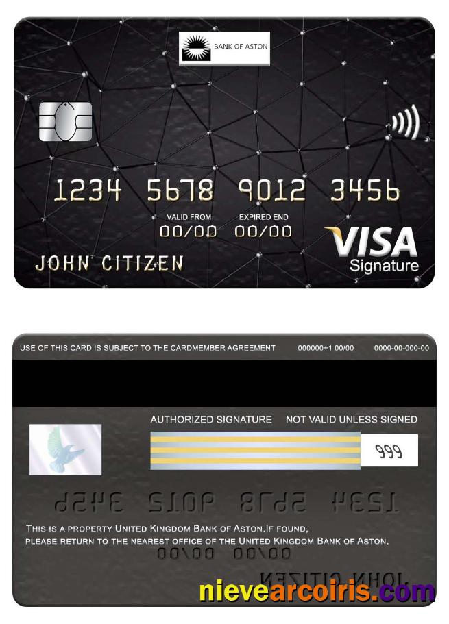 United Kingdom Bank of Aston visa signature card
